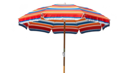 Colorful beach umbrella isolated on transparent background
