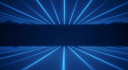 Abstract blue digital background extending to an infinite vanishing point creating a sense of limitless space and possibility, tranquil, design, future