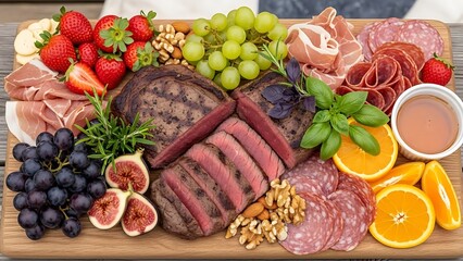Delectable Charcuterie Platter featuring Assorted Meats Fruits and Cheeses