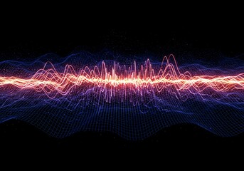 Abstract digital rendering of a complex wave field exhibiting interference and dynamic energy flux across a structured plane, research, energy, data