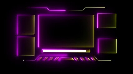 glowing neon Abstract neon technology Hud frame background. with live frame Computer interface Hud motion texture. futuristic pattern for modern and loading . 4k video animation - Powered by Adobe