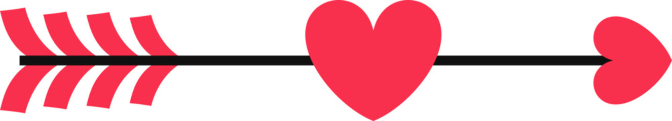 Cupid arrow with red hearts