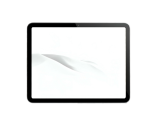 Sleek modern tablet displaying a minimalist white landscape