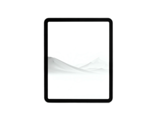 Sleek digital tablet displaying abstract, minimalist landscape