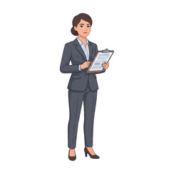 Professional Businesswoman Reviewing Documents - AI Generated