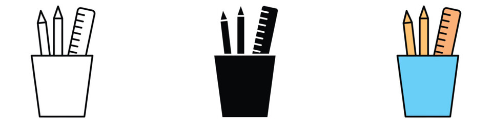 Pencil holder icon vector. School supplies symbol. vector illustration.