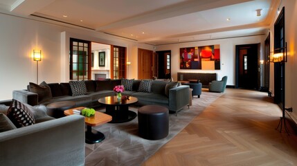 Modern Living Room Interior with Elegant Furniture and Stylish Decor in Bright Ambient Light