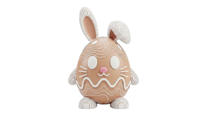 3D Rendered Gingerbread Easter Bunny Egg Character
