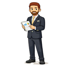 Businessman Presenting Financial Report Document - AI Generated