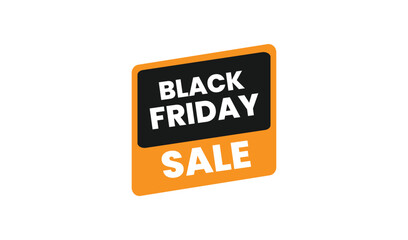 Tilted Black Friday Sale Label in Orange and Black Colors for Commercial Discount Promotions