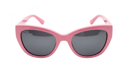 Pink sunglasses with dark lenses isolated on transparent background