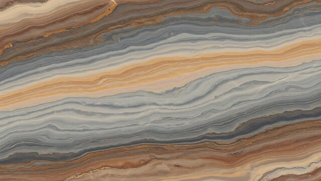 Luxurious Onyx Marble Texture with Wavy Brown Gray and Gold Layers  Abstract Surface Pattern
