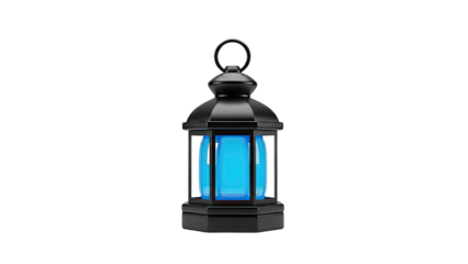 Black Lantern with Glowing Blue Interior