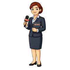 Professional Female News Reporter Holding Microphone - AI Generated