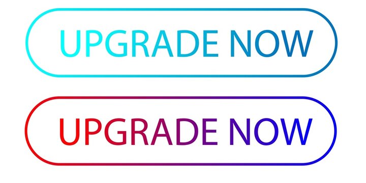A colorful graphic with two upgrade buttons on a white background