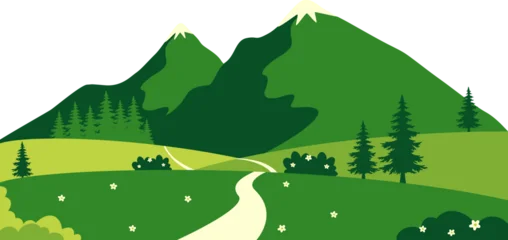 Fototapeten Grün Green mountain landscape with path  © Glope Studio