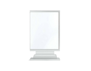 Isolated, illuminated digital display screen on a pedestal