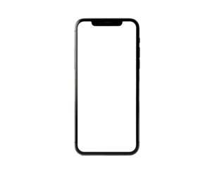 Sleek, modern mobile phone with a blank, bright display