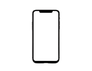 Black smartphone with dark screen isolated on white