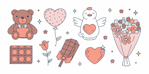 A charming collection of valentine s day themed illustrations and sweet treats