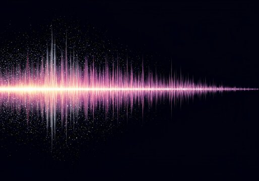 Digital representation of complex sound waves or frequency analysis, showing rhythmic energy movement and signal processing visualization, background, pulse, computing - Powered by Adobe