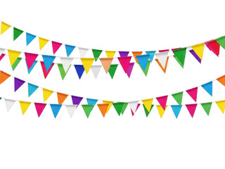 Obraz premium A colorful triangular bunting garland on a transparent background isolated on transparent background