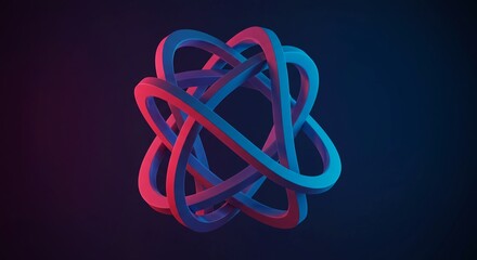 Interlocking crystalline structures and vibrant color gradients convey complex, theoretical principles of balanced abstract dimensions, modern, color, technology