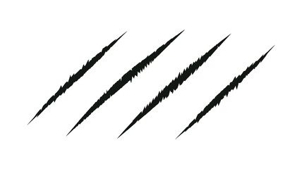 Naklejka premium Four black claw marks diagonally across a white background simple illustration