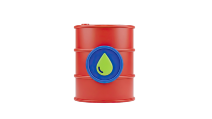 Red Oil Drum with Green Droplet Icon