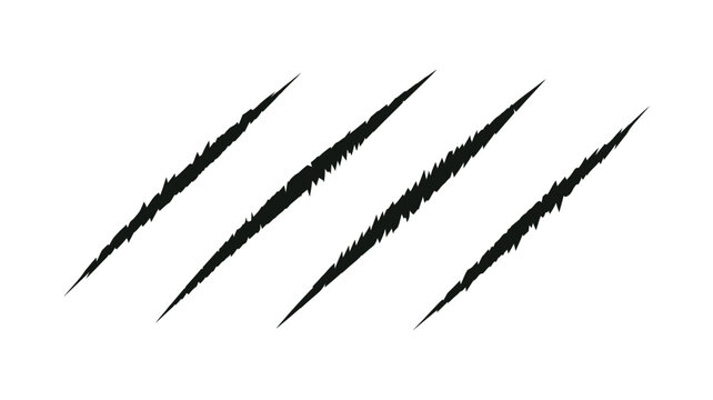 Four black claw marks diagonally across a white background simple illustration