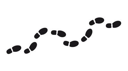 A winding trail of black footprints suggesting movement and direction