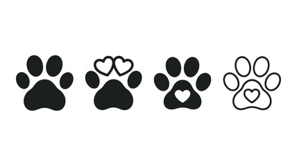 A collection of adorable paw prints with heart shaped details displayed
