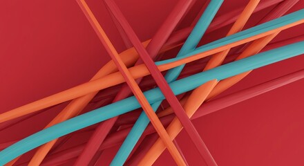 Vibrant abstract visualization of interwoven planes and complex mathematical structures achieving perfect dimensional harmony, technology, conceptual, intricate