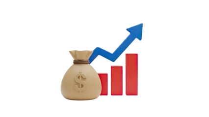 Money Bag and Upward Trend Graph