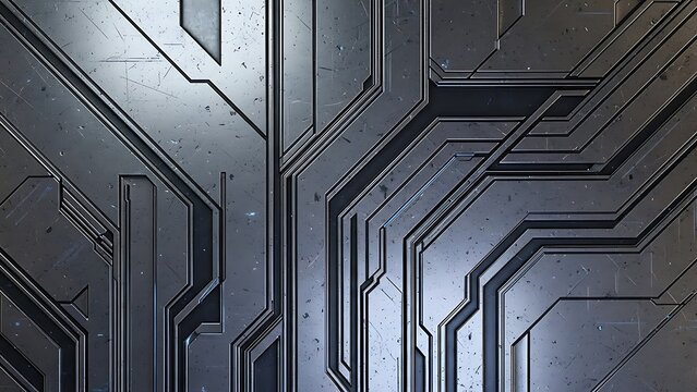 Futuristic Metal Panel Background Texture  Industrial Cyberpunk Geometric Surface Design