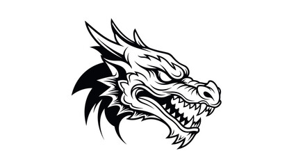 Fearsome dragon head in bold tribal tattoo design