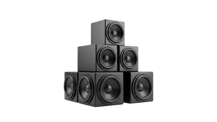 Stack of Black Subwoofers