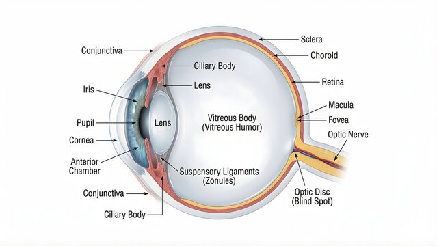 Human Eye Structure Medical Diagram with Labels