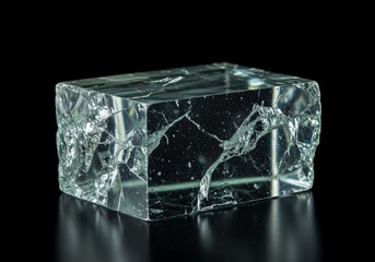 A rough, uncut block of optical glass used as the raw material for precision manufacturing of scientific prisms and lenses, solid, polishing, reflective