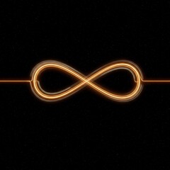 Conceptual abstract representation of infinity, a continuous glowing loop flowing across a dark cosmos, symbolizing timeless perpetual motion, timeless, unknown, graphic