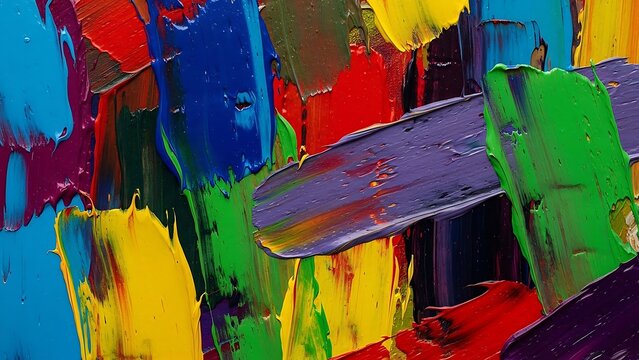 Vibrant Abstract Paint Strokes Texture Colorful Oil Painting Art Background