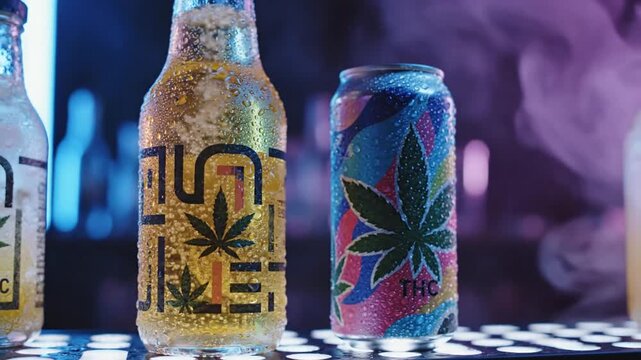 P868-Marijuana infused drink or THC In Drinksas a cannabis beverage resulting as a psychoactive for eupho 4K 10s