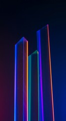 Dynamic geometric distortions created by light passing through textured transparent prisms, resulting in vibrant spectrum colors, wave, spectrum, glass