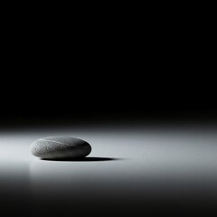 Minimalist composition featuring a single smooth stone resting on a vast, uninterrupted surface, symbolizing peace, balance, equilibrium, and empty space, minimalist, stillness, soothing