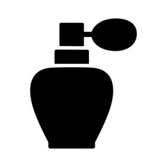 Obraz premium Perfume bottle silhouette vector with atomizer bulb icon