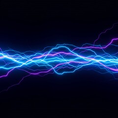 Vibrant blue and purple electrical energy flowing across a dark abstract background like dynamic plasma light, neon, atmospheric, vibrant
