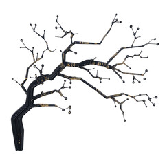 Fototapeta premium Abstract Tree Branch Silhouette against Transparent Background Displaying Detailed Structure and Design