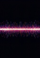 Vibrant visualization of abstract frequency waves, dynamic oscillating motion, suitable for technology, audio, or energetic concepts, futuristic, sound, curve