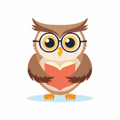 Fototapeta premium Cartoon Owl Wearing Eyeglasses Illustration.