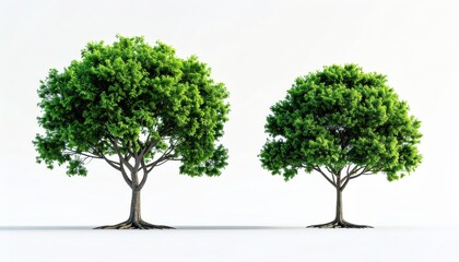 Obraz premium Green Trees Isolated on White Background, Nature, Environment, Summer